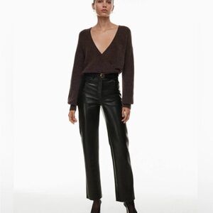 Aritzia Wilfred The Melina Pant High Rise Vegan Leather Black Size 00